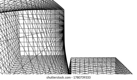 Modern architecture sketch 3d illustration