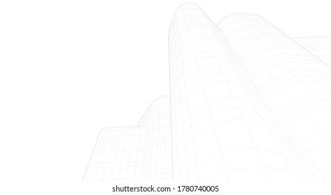 Modern architecture sketch 3d illustration