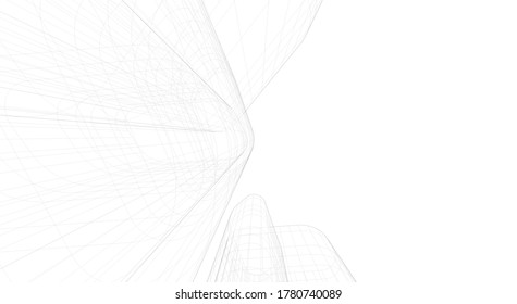 Modern architecture sketch 3d illustration
