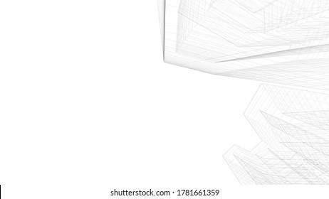 Modern architecture sketch 3d illustration