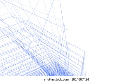 Modern architecture sketch 3d illustration