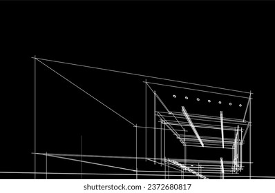 Esbozo de arquitectura moderna vector traza 3d