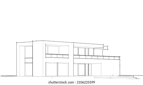Modern architecture sketch vector illustration