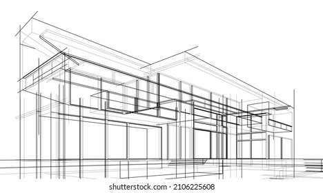 Modern architecture sketch vector illustration