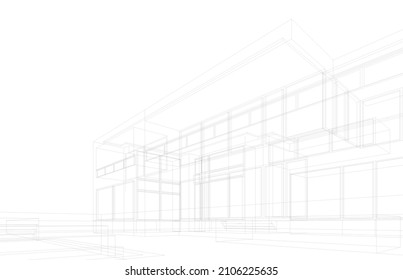 Modern architecture sketch vector illustration