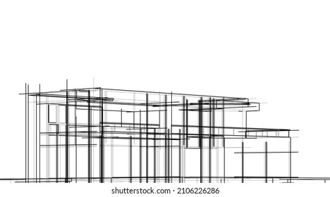 Modern architecture sketch vector illustration