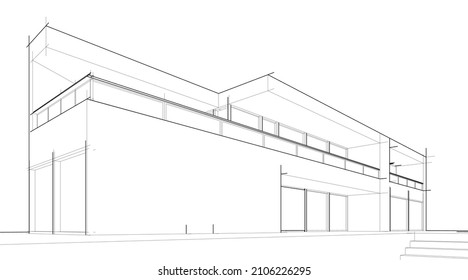 Modern architecture sketch vector illustration