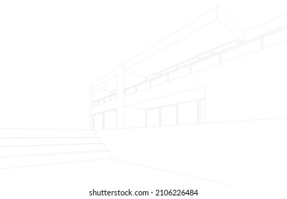 Ilustración vectorial de esbozos de arquitectura moderna