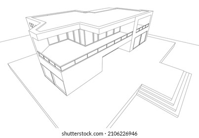 Modern architecture sketch vector illustration