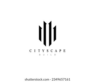 Modern architecture, skyscraper, structure, building, real estate and apartment logo design template for business identity.