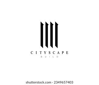 Arquitectura moderna, rascacielos, estructura, edificio, inmueble y diseño del logo del apartamento para la identidad empresarial.