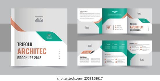 Modern architecture square trifold brochure template design or Architecture square trifold brochure template design vector eps, Construction and renovation square trifold design layout