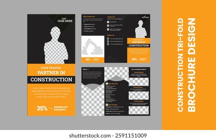 Modern architecture square trifold brochure template design or Architecture square trifold brochure template .