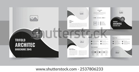 Modern architecture square trifold brochure template design or Construction, renovation, corporate square tri fold brochure template layout vector. Architecture square trifold brochure template design