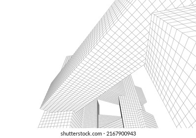 Modern architecture vector 3d drawing