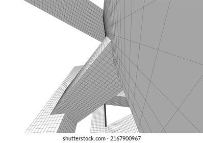 Modern architecture vector 3d drawing