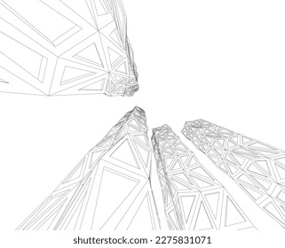 Modern architecture vector 3d drawing 