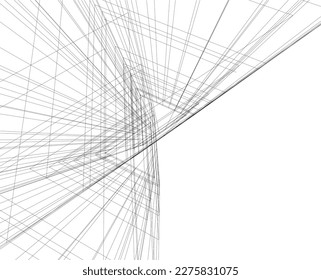 Modern architecture vector 3d drawing 