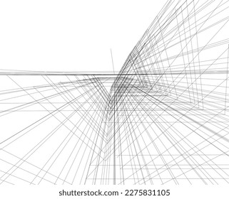 Modern architecture vector 3d drawing 