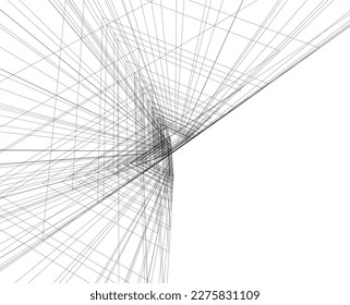 Modern architecture vector 3d drawing 
