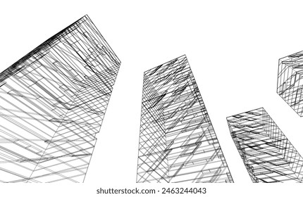 dibujo 3d de Vector de arquitectura moderna