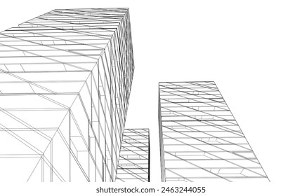 dibujo 3d de Vector de arquitectura moderna