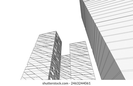 modern architecture vector 3d drawing