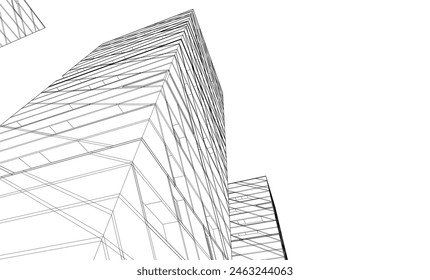 dibujo 3d de Vector de arquitectura moderna