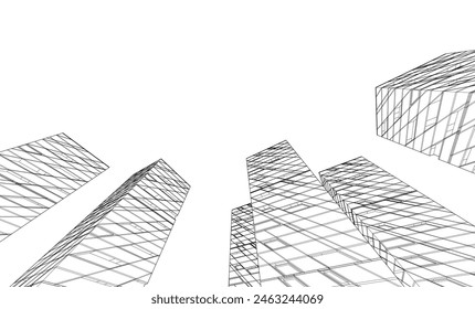 dibujo 3d de Vector de arquitectura moderna