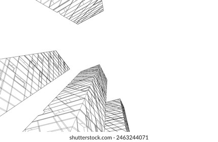 Moderne Architektur Vektorgrafik 3D-Zeichnung