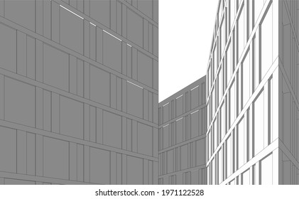 modern architecture vector 3d illustration