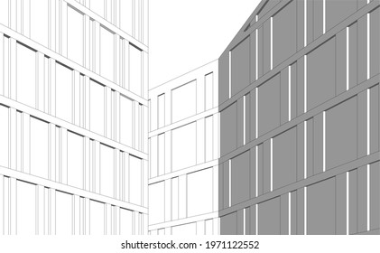 modern architecture vector 3d illustration