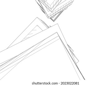 ilustración 3d del vector de arquitectura moderna