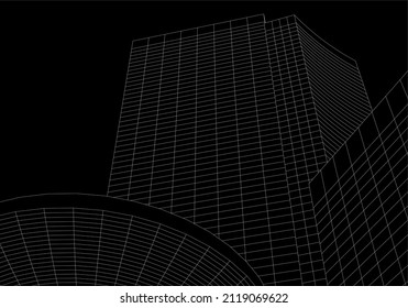 Ilustración vectorial 3d de arquitectura moderna