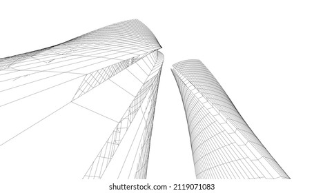 Modern architecture vector 3d illustration