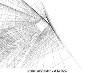 Ilustración vectorial 3d de arquitectura moderna