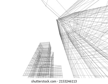 Modern architecture vector 3d illustration
