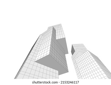 Modern architecture vector 3d illustration
