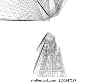 Ilustración vectorial 3d de arquitectura moderna