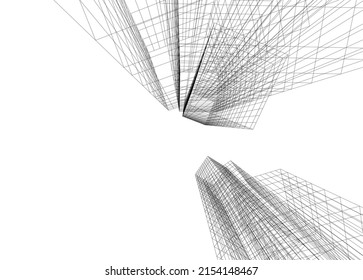 Ilustración vectorial 3d de arquitectura moderna