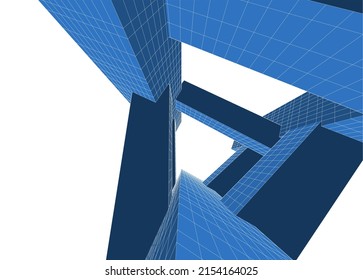 Ilustración vectorial 3d de arquitectura moderna