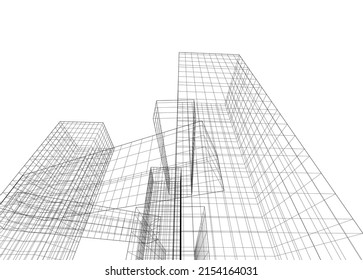 Ilustración vectorial 3d de arquitectura moderna