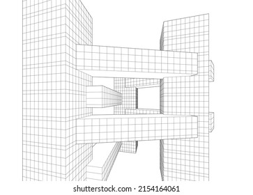 Modern architecture vector 3d illustration