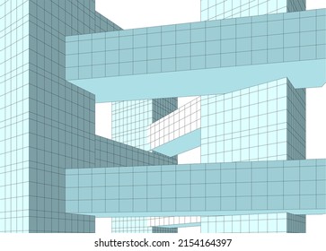 Modern architecture vector 3d illustration