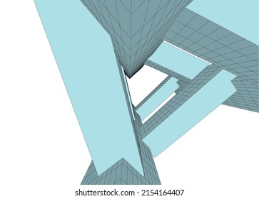 Ilustración vectorial 3d de arquitectura moderna