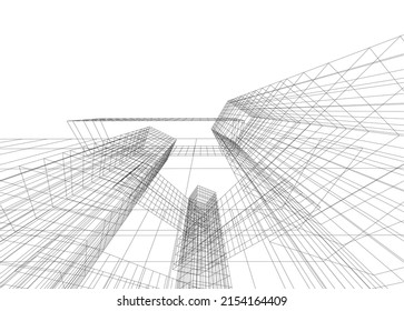 Modern architecture vector 3d illustration
