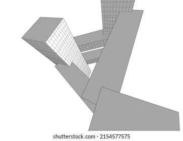 Modern architecture vector 3d illustration
