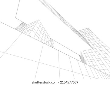 Modern architecture vector 3d illustration
