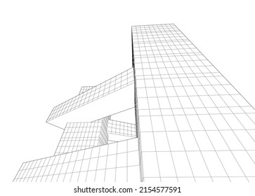 Ilustración vectorial 3d de arquitectura moderna