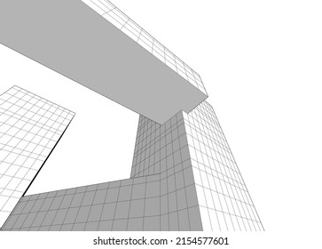 Ilustración vectorial 3d de arquitectura moderna